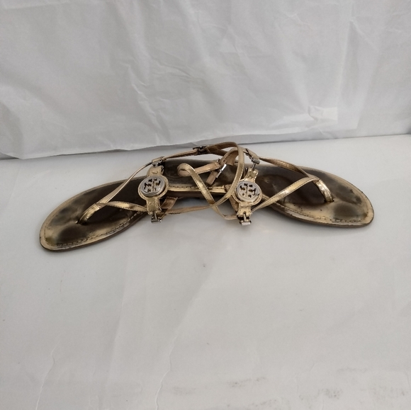 Tory Burch Metallic Gold Ali Thong Sandal Sz 8.5 - Picture 11 of 16